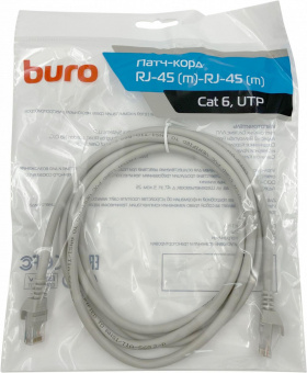 Патч-корд Buro UTP 4 пары cat6 CCA molded 2м серый RJ-45 (m)-RJ-45 (m) от магазина РЭССИ