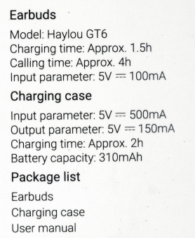 Гарнитура вкладыши Haylou GT6 черный беспроводные bluetooth в ушной раковине от магазина РЭССИ