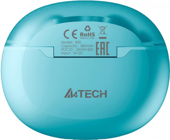 Гарнитура вкладыши A4Tech 2Drumtek B25 TWS синий беспроводные bluetooth в ушной раковине (B25 ICY BLUE) от магазина РЭССИ