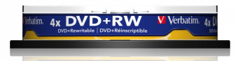 Диск DVD+RW Verbatim 4.7Gb 4x Cake Box (10шт) (43488) от магазина РЭССИ