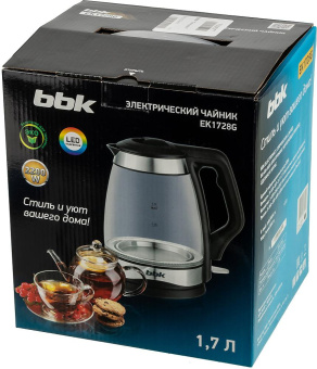 Чайник электрический BBK EK1728G 1.7л. 2200Вт черный корпус: стекло от магазина РЭССИ