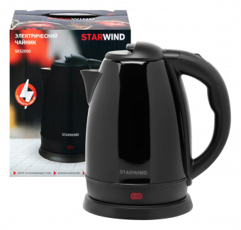 Чайник электрический Starwind SKS2050 1.8л. 1800Вт черный (корпус: нержавеющая сталь/пластик) от магазина РЭССИ