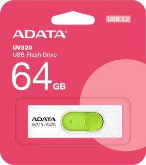Флеш Диск A-Data 64GB UV320 AUV320-64G-RWHGN USB3.2 белый/зеленый от магазина РЭССИ
