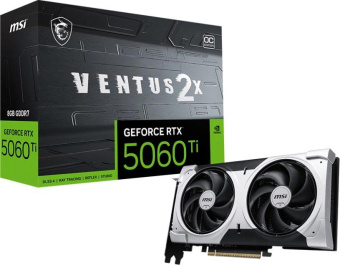 Видеокарта MSI PCI-E 5.0 RTX 5060 Ti 8G VENTUS 2X OC PLUS NVIDIA GeForce RTX 5060TI 8Gb 128bit GDDR7 2617/28000 HDMIx1 DPx3 HDCP Ret от магазина РЭССИ