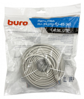 Патч-корд Buro UTP 4 пары cat5E CCA molded 25м серый RJ-45 (m)-RJ-45 (m) от магазина РЭССИ