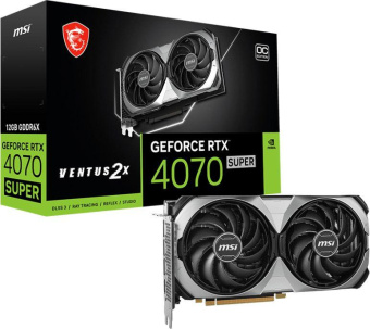 Видеокарта MSI PCI-E 4.0 RTX 4070 SUPER 12G VENTUS 2X OC NVIDIA GeForce RTX 4070 Super 12Gb 192bit GDDR6X 2505/21000 HDMIx1 DPx3 HDCP Ret от магазина РЭССИ