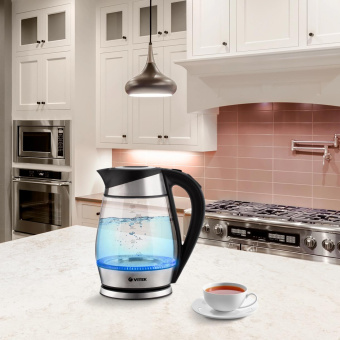 Чайник электрический Vitek VT-1177 1.7л. 2200Вт серебристый корпус: стекло/металл/пластик от магазина РЭССИ