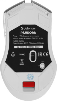 Мышь Defender Pandora GM-502 белый оптическая 3200dpi silent беспров. USB 6but (52502) от магазина РЭССИ