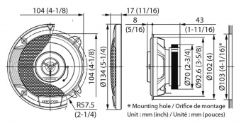 Колонки автомобильные Kenwood KFC-S1066 220Вт 88дБ 4Ом 10см (4дюйм) (ком.:2кол.) коаксиальные двухполосные от магазина РЭССИ
