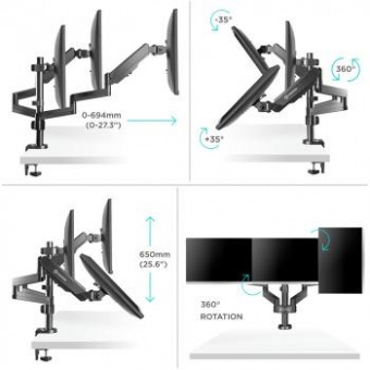 Кронштейн для мониторов Onkron G280 черный 13"-32" макс.24кг настольный поворот и наклон верт.перемещ. от магазина РЭССИ