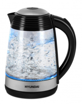 Чайник электрический Hyundai HYK-G3803 1.7л. 2200Вт черный/серебристый (корпус: стекло) от магазина РЭССИ