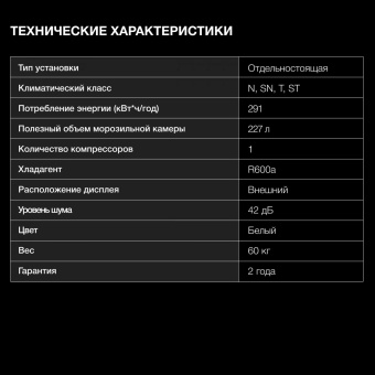 Морозильная камера Hyundai CU2505F белый от магазина РЭССИ