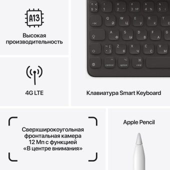 Планшет Apple iPad 2021 A2603 A13 Bionic 6С ROM64Gb 10.2" IPS 2160x1620 3G 4G iOS серый космос 8Mpix 12Mpix BT GPS WiFi Touch 9hr от магазина РЭССИ