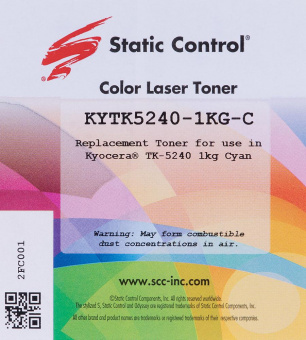 Тонер Static Control KYTK5240-1KG-C голубой флакон 1000гр. для принтера Kyocera Ecosys-P5026/M5526 от магазина РЭССИ