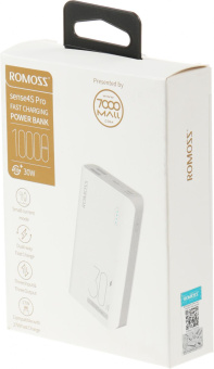 Мобильный аккумулятор Romoss Sense 4S Pro 10000mAh QC 3A белый от магазина РЭССИ