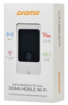 Модем 3G/4G Digma Mobile WiFi DMW1969 micro USB Wi-Fi Firewall +Router внешний белый от магазина РЭССИ