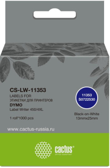 Этикетки Cactus CS-LW-11353 сег.:25x13мм черный белый 1000шт/рул Dymo Label Writer 450/4XL от магазина РЭССИ