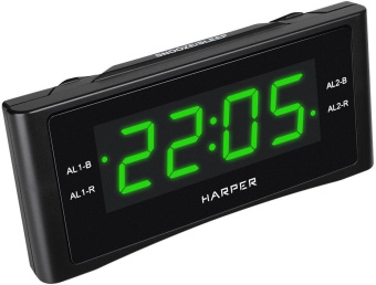 Радиобудильник Harper HCLK-1006 черный LED подсв:зеленая часы:цифровые AM/FM от магазина РЭССИ