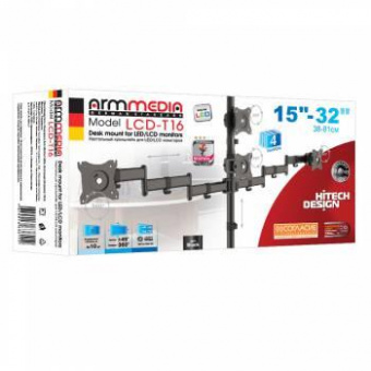 Кронштейн для мониторов Arm Media LCD-T16 черный 15"-32" макс.40кг настольный поворот и наклон верт.перемещ. от магазина РЭССИ