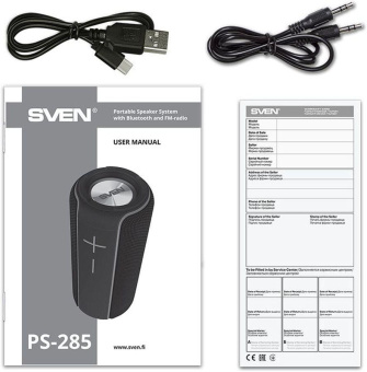 Колонка порт. Sven АС PS-285 черный 20W 1.0 BT/3.5Jack 10м 3000mAh (SV-020873) от магазина РЭССИ