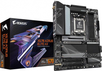 Материнская плата Gigabyte X670 AORUS ELITE AX SocketAM5 AMD X670 4xDDR5 ATX AC`97 8ch(7.1) 2.5Gg RAID+HDMI от магазина РЭССИ