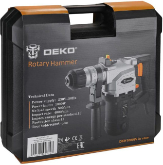 Перфоратор Deko DKH1000W патрон:SDS-plus уд.:4.1Дж 1000Вт (кейс в комплекте) от магазина РЭССИ