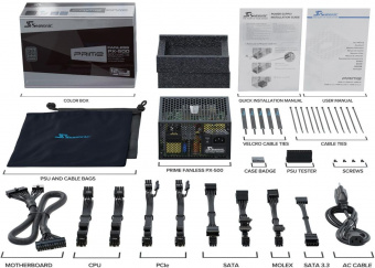 Блок питания Seasonic ATX 500W PRIME Fanless PX-500 80+ platinum 24pin APFC 8xSATA Cab Manag RTL от магазина РЭССИ