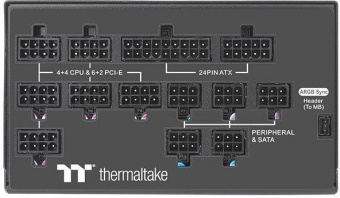 Блок питания Thermaltake ATX 1200W Toughpower PF1 ARGB 80+ platinum 24+2x(4+4) pin APFC 140mm fan color LED 12xSATA Cab Manag RTL от магазина РЭССИ