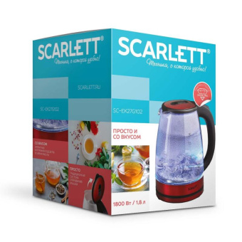 Чайник электрический Scarlett SC-EK27G102 1.8л. 1800Вт красный/черный корпус: стекло от магазина РЭССИ