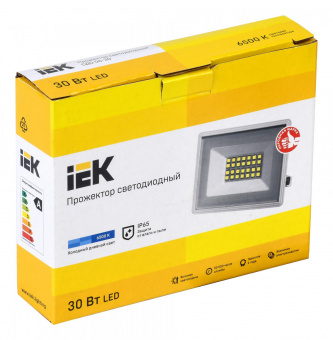 Прожектор уличный IEK СДО LPDO601-30-65-K01 светодиодный 30Вт корп.алюм.белый от магазина РЭССИ