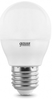 Лампа светодиодная Gauss Elementary 6Вт цок.:E27 шар 220B 3000K св.свеч.бел.теп. (упак.:10шт) (53216) от магазина РЭССИ