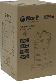 Строительный пылесос Bort BSS-1530 1500Вт (уборка: сухая/влажная) черный от магазина РЭССИ