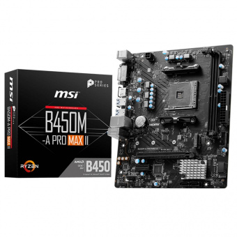 Материнская плата MSI B450M-A PRO MAX II Soc-AM4 AMD B450 2xDDR4 mATX AC`97 8ch(7.1) 2.5Gg RAID+DVI+HDMI от магазина РЭССИ