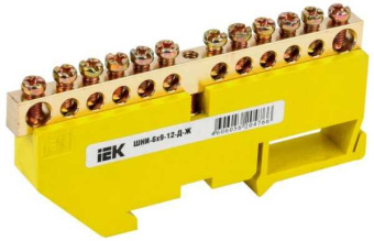 Шина PE "земля" на DIN-изоляторе ШНИ-6х9-12-Д-Ж YNN10-69-12D-K05 от магазина РЭССИ