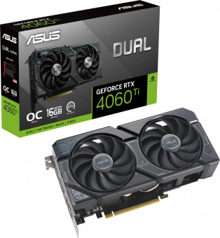 Видеокарта Asus PCI-E 4.0 DUAL-RTX4060TI-O16G NVIDIA GeForce RTX 4060TI 16384Mb 128 GDDR6 2595/18000 HDMIx1 DPx3 HDCP Ret от магазина РЭССИ