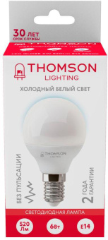 Лампа светодиодная Thomson TH-B2315 6Вт цок.:E14 шар 220B 6500K св.свеч.бел.хол. Globe (упак.:1шт) от магазина РЭССИ