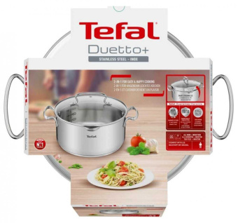 Кастрюля Tefal Duetto+ G7194655 4.7л. d=24см (с крышкой) стальной (2100113152) от магазина РЭССИ
