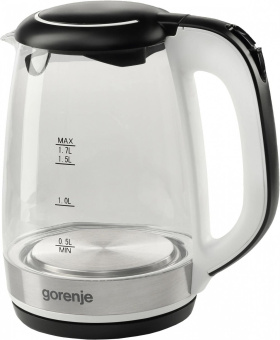 Чайник электрический Gorenje K17GLBWGOR 1.7л. 2200Вт черный (корпус: стекло) от магазина РЭССИ