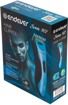 Машинка для стрижки Endever Sven 972 черный/синий 3Вт (насадок в компл:1шт) от магазина РЭССИ