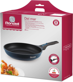 Сковорода Rondell Del mar RDA-1849 круглая 28см покрытие: Xylan Plus ручка съемная (без крышки) синий от магазина РЭССИ