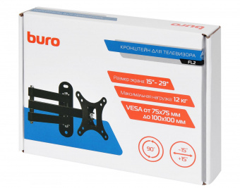 Кронштейн для телевизора Buro FL2 черный 15"-29" макс.12кг настенный поворотно-выдвижной и наклонный от магазина РЭССИ