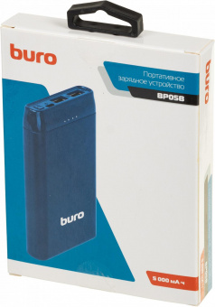 Мобильный аккумулятор Buro BP05B 5000mAh 2.1A 2xUSB синий (BP05B10PBL) от магазина РЭССИ
