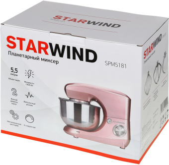 Миксер планетарный Starwind SPM5182 1000Вт розовый от магазина РЭССИ