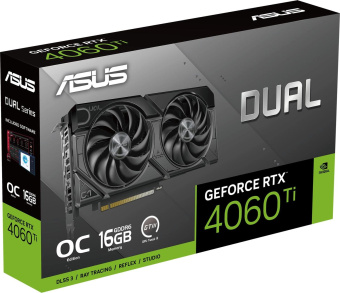 Видеокарта Asus PCI-E 4.0 DUAL-RTX4060TI-O16G-EVO NVIDIA GeForce RTX 4060TI 16Gb 128bit GDDR6 2595/18000 HDMIx1 DPx3 HDCP Ret от магазина РЭССИ