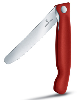 Нож кухонный Victorinox Swiss Classic (6.7191.F1) стальной столовый для овощей лезв.110мм серрейт. заточка красный/черный карт.коробка от магазина РЭССИ