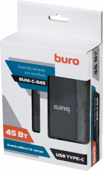 Блок питания Buro BUM-С-045 автоматический 45W 5V-20V 3A 1xUSB 2.4A от бытовой электросети LED индикатор от магазина РЭССИ