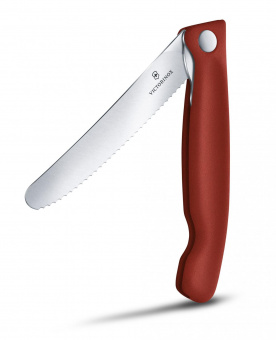 Нож кухонный Victorinox Swiss Classic (6.7831.FB) стальной столовый лезв.110мм серрейт. заточка красный блистер от магазина РЭССИ