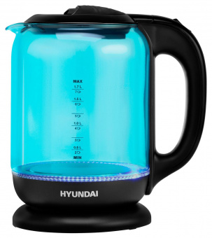 Чайник электрический Hyundai HYK-G2806 1.8л. 2200Вт голубой/черный (корпус: стекло) от магазина РЭССИ