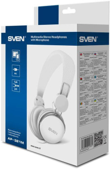 Наушники с микрофоном Sven AP-321M белый 1.2м накладные оголовье (SV-015381) от магазина РЭССИ