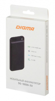 Мобильный аккумулятор Digma DG-10000-3U 10000mAh 3A белый (DG-10000-3U-WT) от магазина РЭССИ
